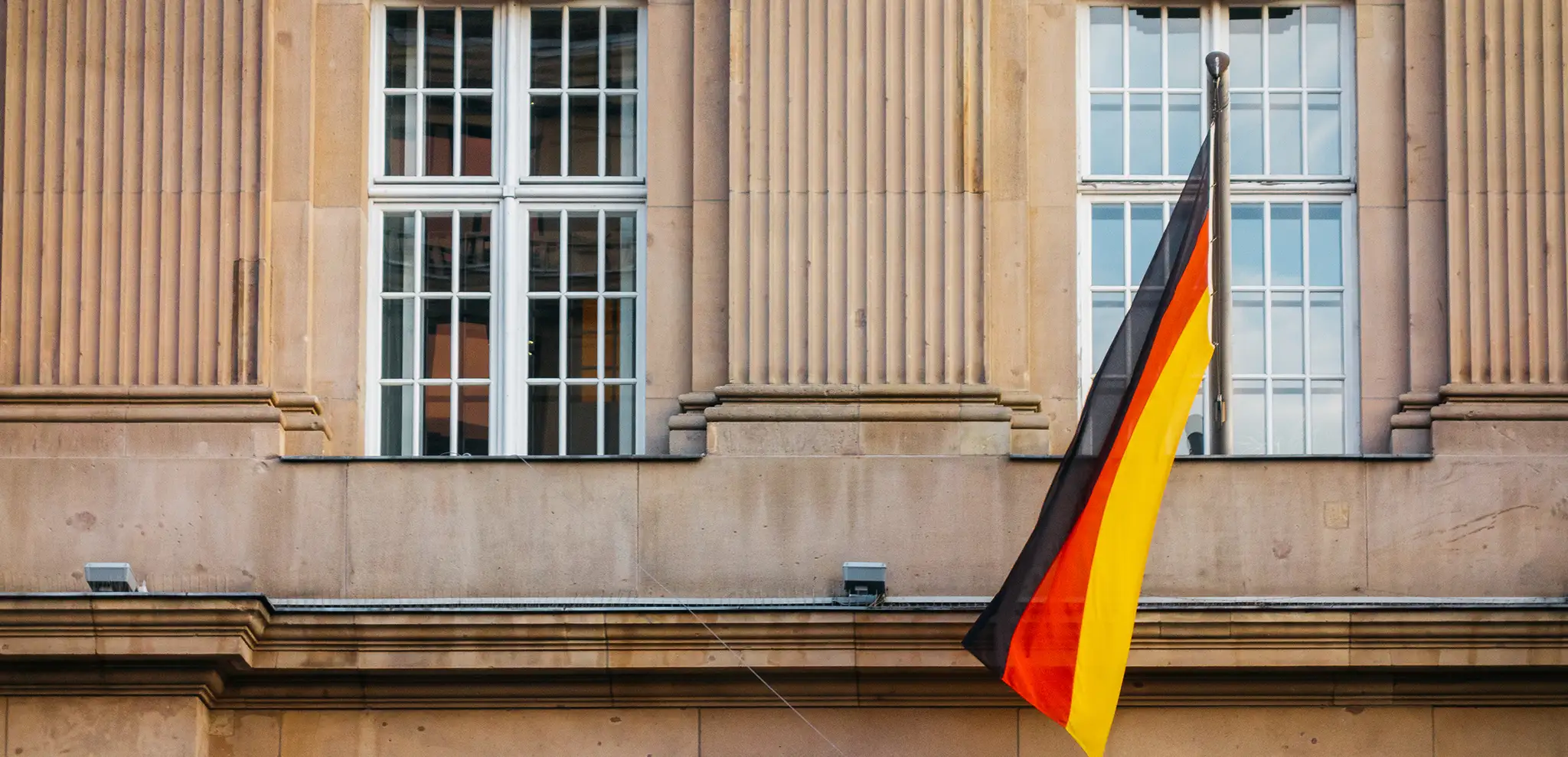 germany flag on marble building