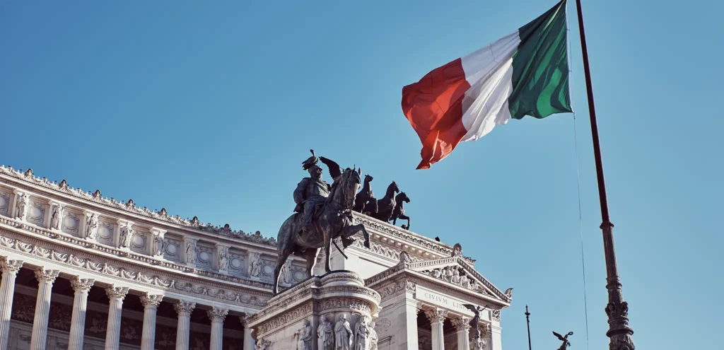 italian monument and flag